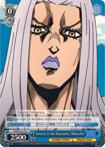 Interest in the Newcomer, Abbacchio (JJ/S66-TE12 TD) [JoJo's Bizarre Adventure: Golden Wind] | Cracking-Singles