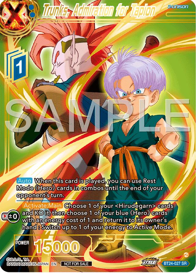 Trunks, Admiration for Tapion (Championship 2024 Finals Zenkai Pack) (Gold Stamped) (BT24-027) [Tournament Promotion Cards] | Cracking-Singles