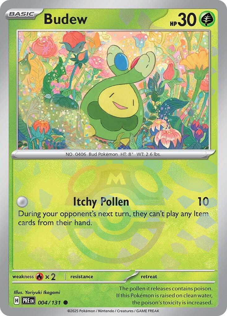 Budew (004/131) (Master Ball Pattern) [Scarlet & Violet: Prismatic Evolutions] | Cracking-Singles