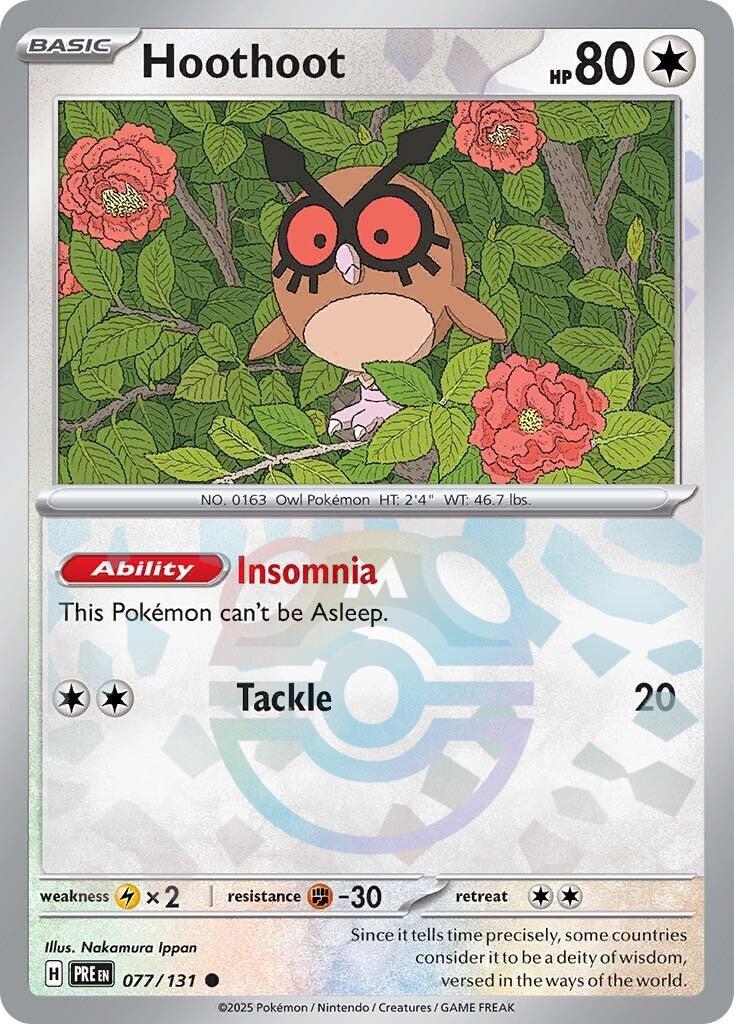 Hoothoot (077/131) (Master Ball Pattern) [Scarlet & Violet: Prismatic Evolutions] | Cracking-Singles
