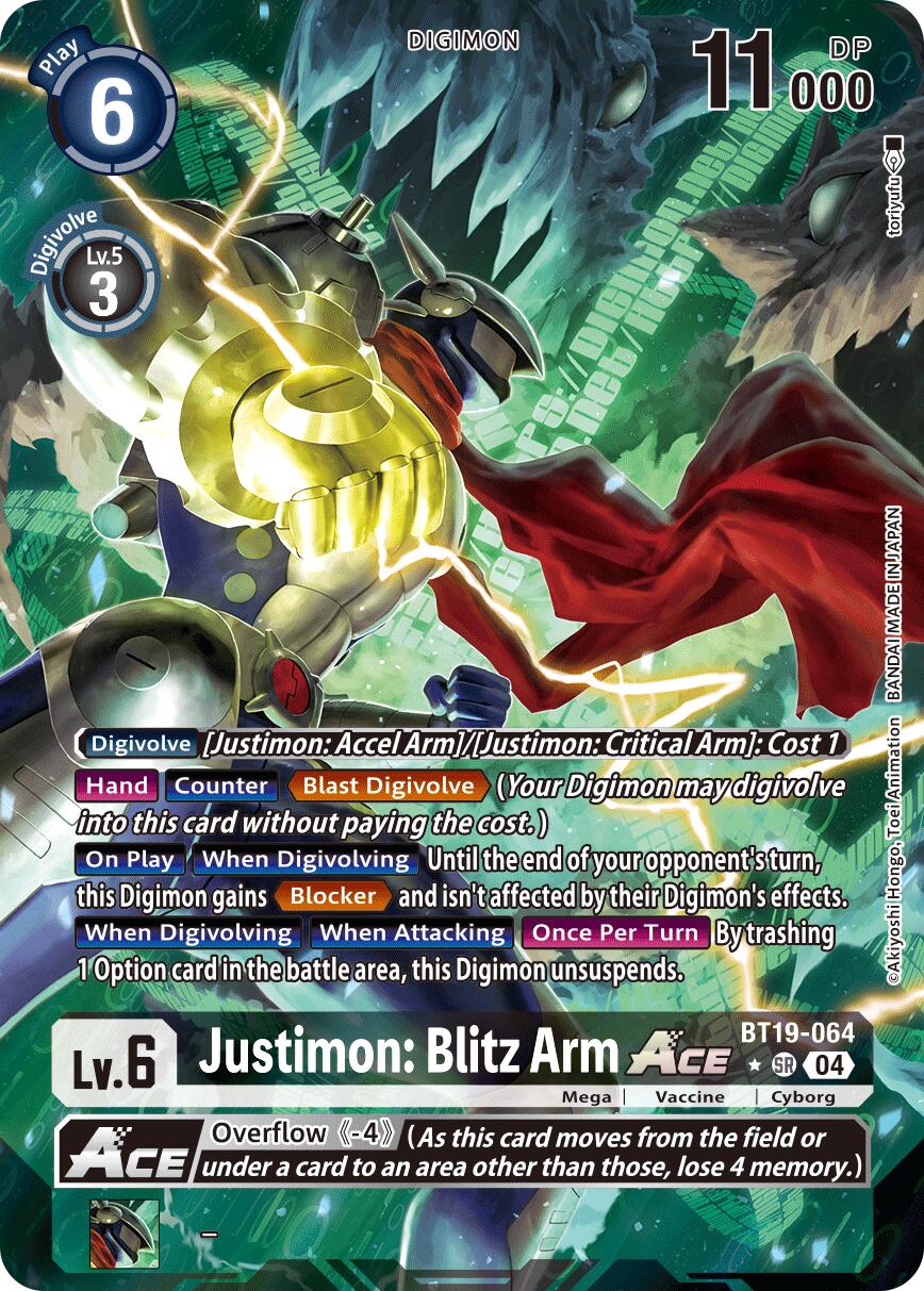 Justimon: Blitz Arm ACE [BT19-064] (Alternate Art) [Release Special Booster Ver.2.5] | Cracking-Singles