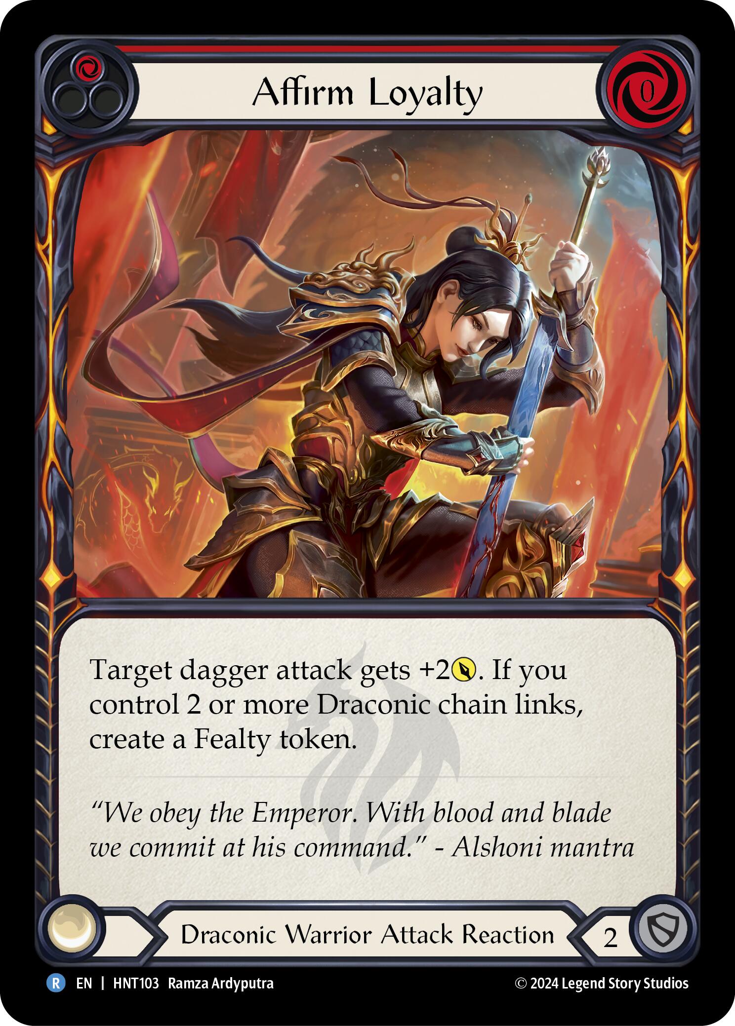 Affirm Loyalty (Red) [HNT103] (The Hunted)  Rainbow Foil | Cracking-Singles