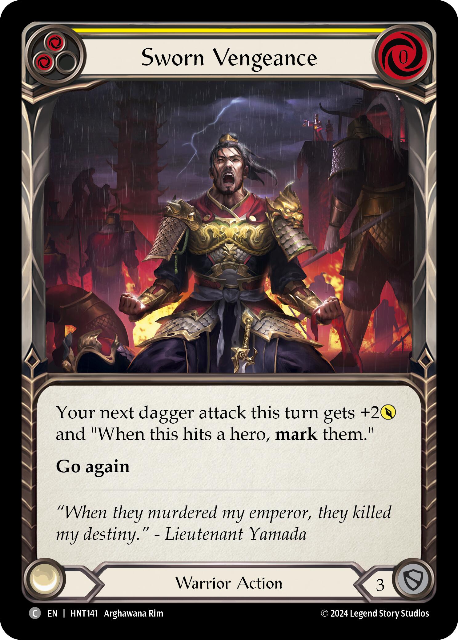 Sworn Vengeance (Yellow) [HNT141] (The Hunted)  Rainbow Foil | Cracking-Singles