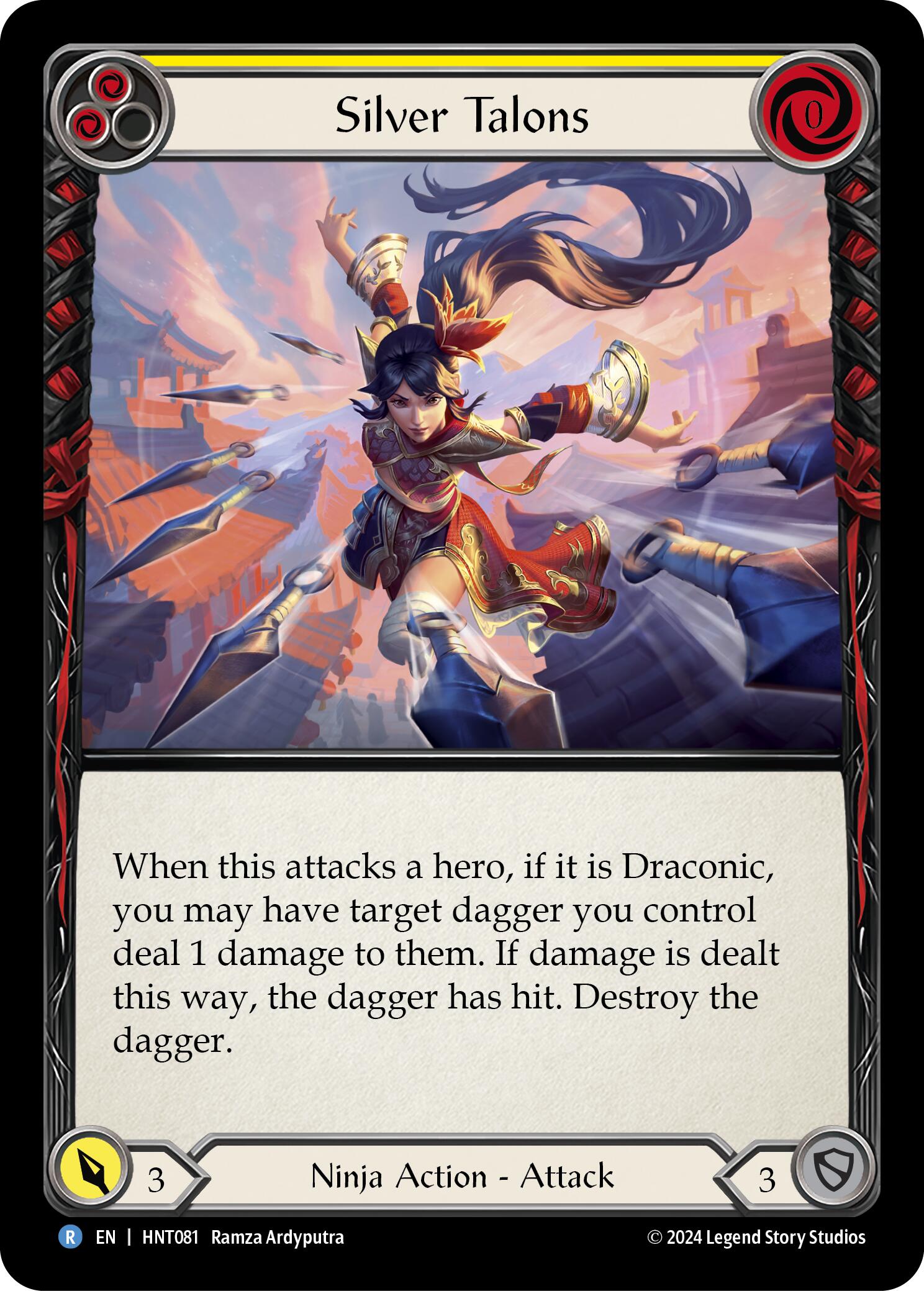 Silver Talons (Yellow) [HNT081] (The Hunted)  Rainbow Foil | Cracking-Singles