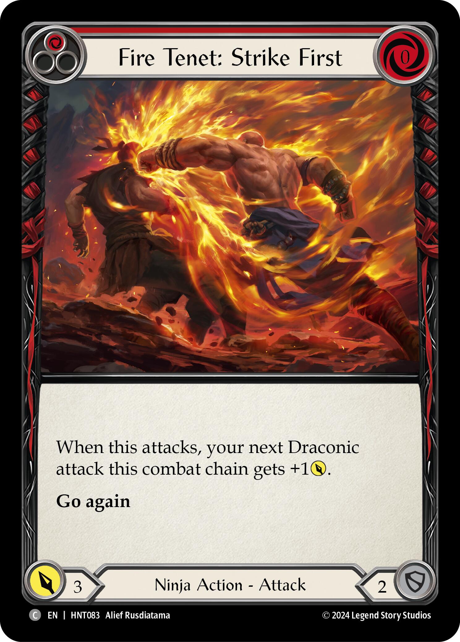 Fire Tenet: Strike First (Red) [HNT083] (The Hunted)  Rainbow Foil | Cracking-Singles
