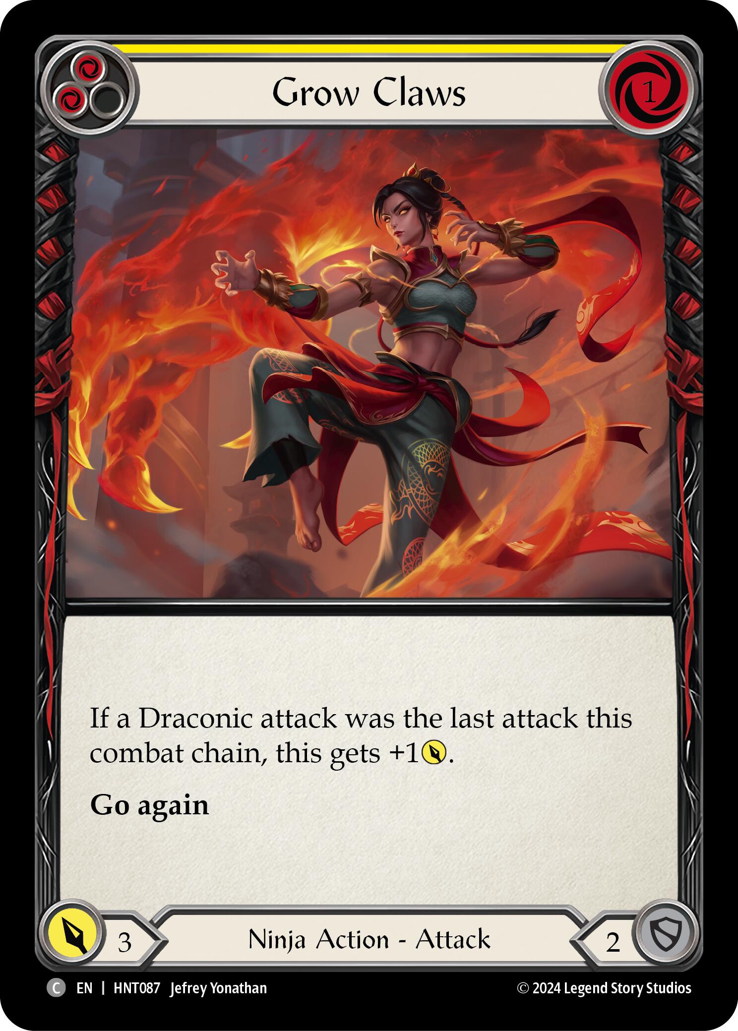 Grow Claws (Yellow) [HNT087] (The Hunted)  Rainbow Foil | Cracking-Singles