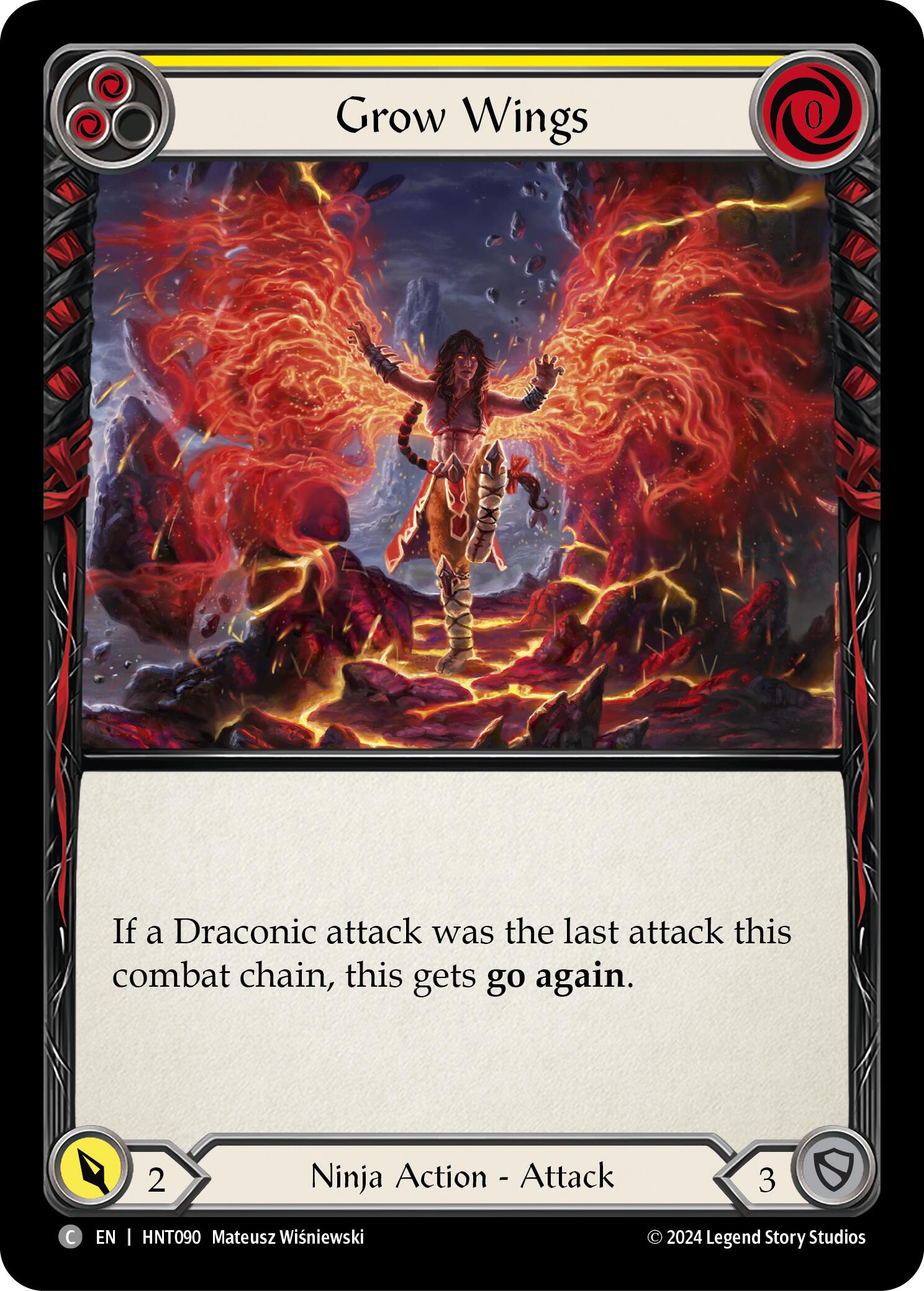 Grow Wings (Yellow) [HNT090] (The Hunted)  Rainbow Foil | Cracking-Singles