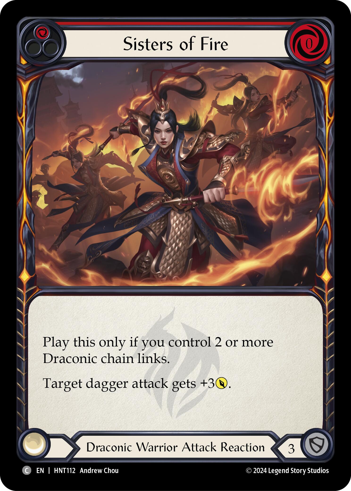 Sisters of Fire (Red) [HNT112] (The Hunted)  Rainbow Foil | Cracking-Singles
