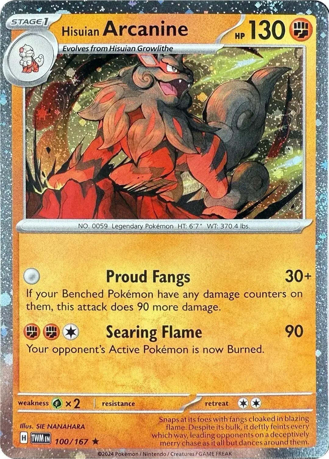 Hisuian Arcanine (100/167) (Cosmos Holo) [Scarlet & Violet: Twilight Masquerade] | Cracking-Singles