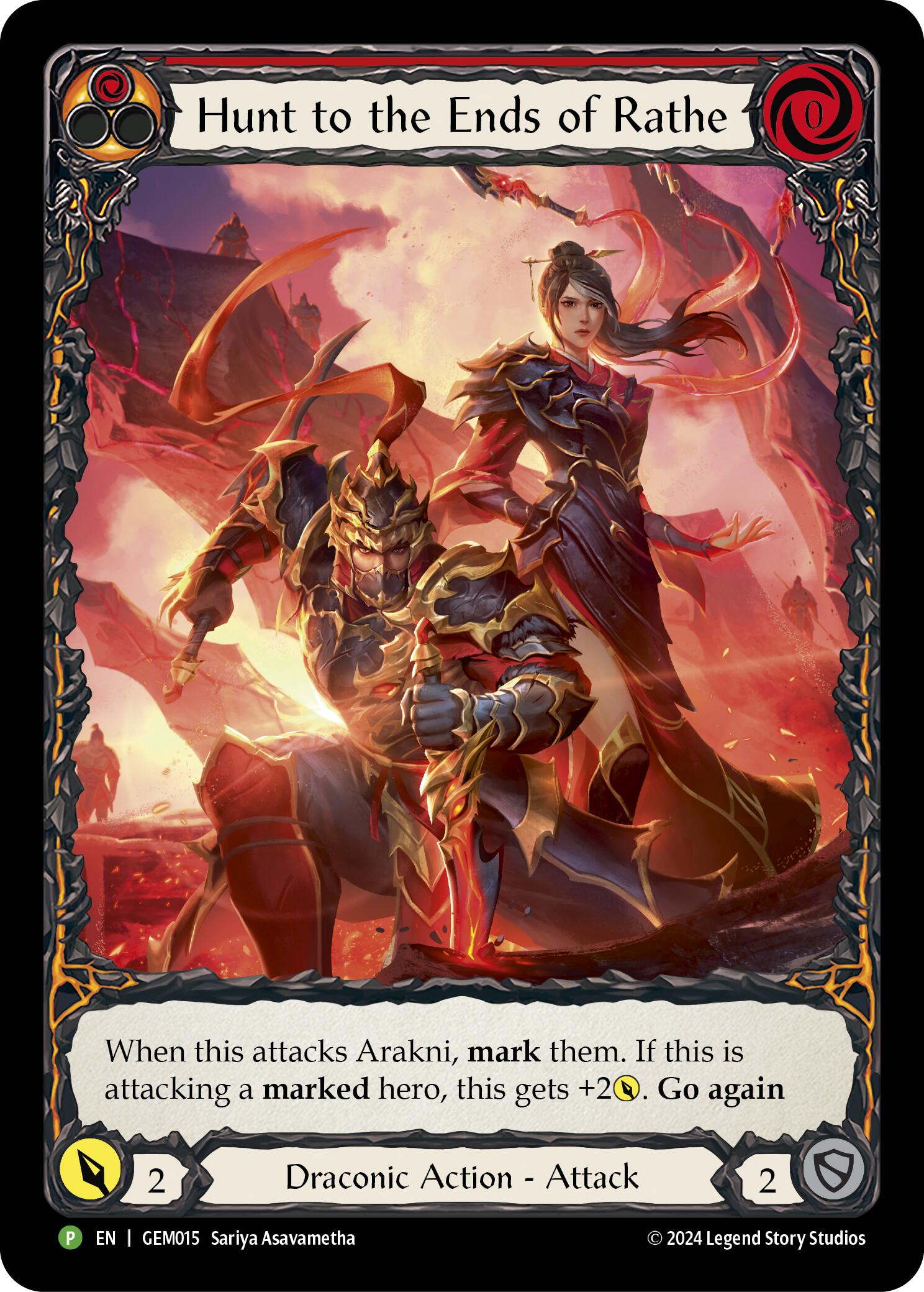 Hunt to the Ends of Rathe (Red) [GEM015] (GEM Pack 1)  Rainbow Foil | Cracking-Singles