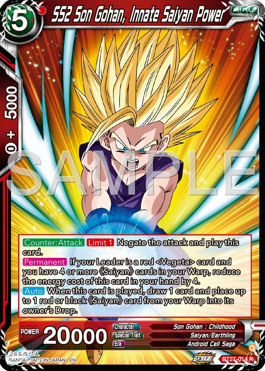 SS2 Son Gohan, Innate Saiyan Power (BT27-014) [History of Z] | Cracking-Singles