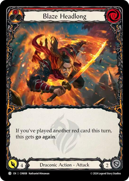 Blaze Headlong (Red) [CIN008] (The Hunted Cindra Blitz Deck) | Cracking-Singles
