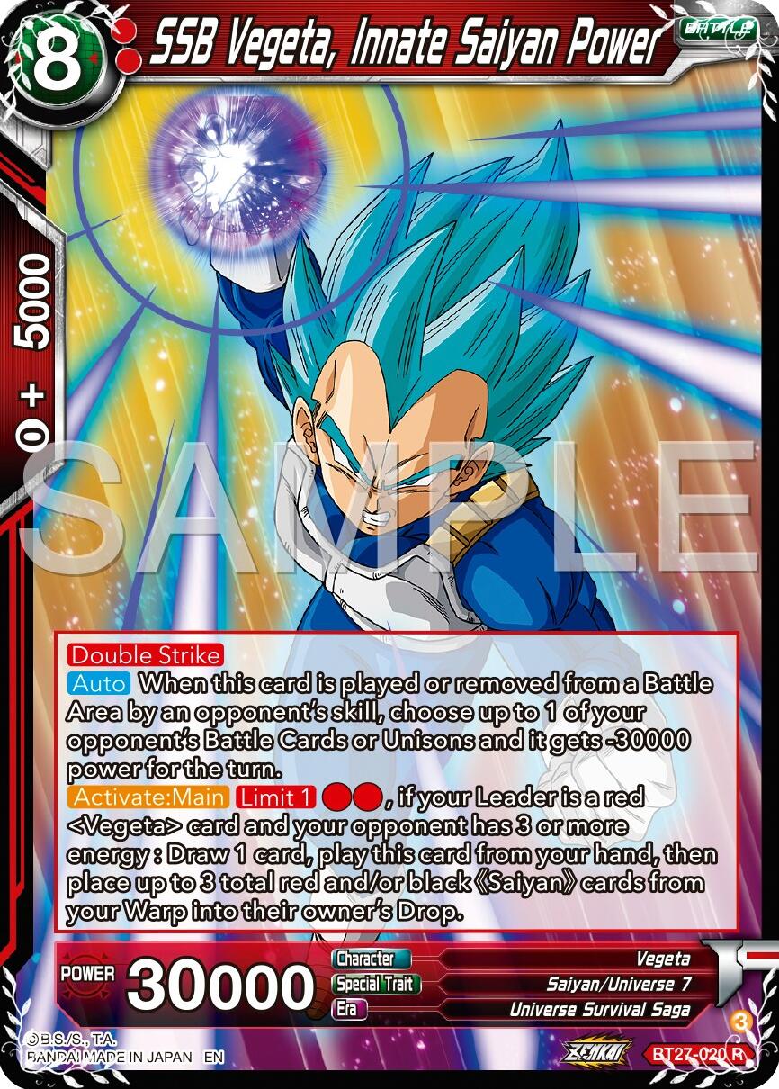 SSB Vegeta, Innate Saiyan Power (BT27-020) [History of Z] | Cracking-Singles