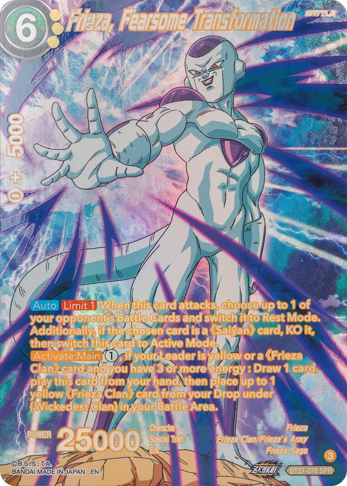 Frieza, Fearsome Transformation (SPR) (BT27-076) [History of Z] | Cracking-Singles