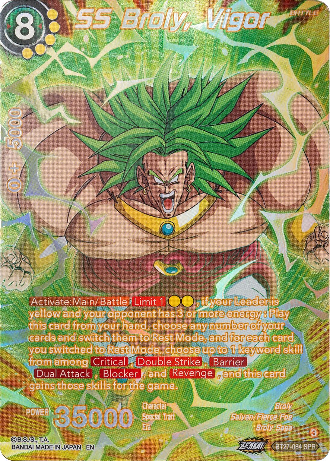 SS Broly, Vigor (SPR) (BT27-064) [History of Z] | Cracking-Singles