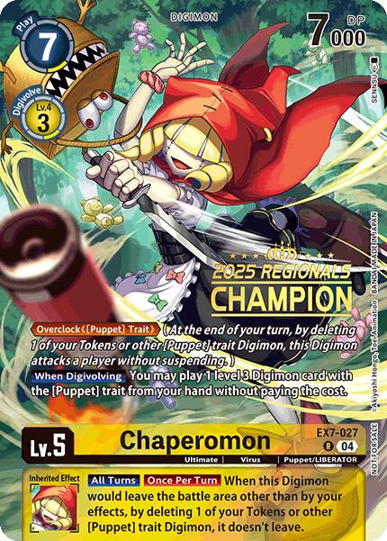 Chaperomon [EX7-027] (2025 Regionals Champion) [Digimon LIBERATOR Promos] | Cracking-Singles