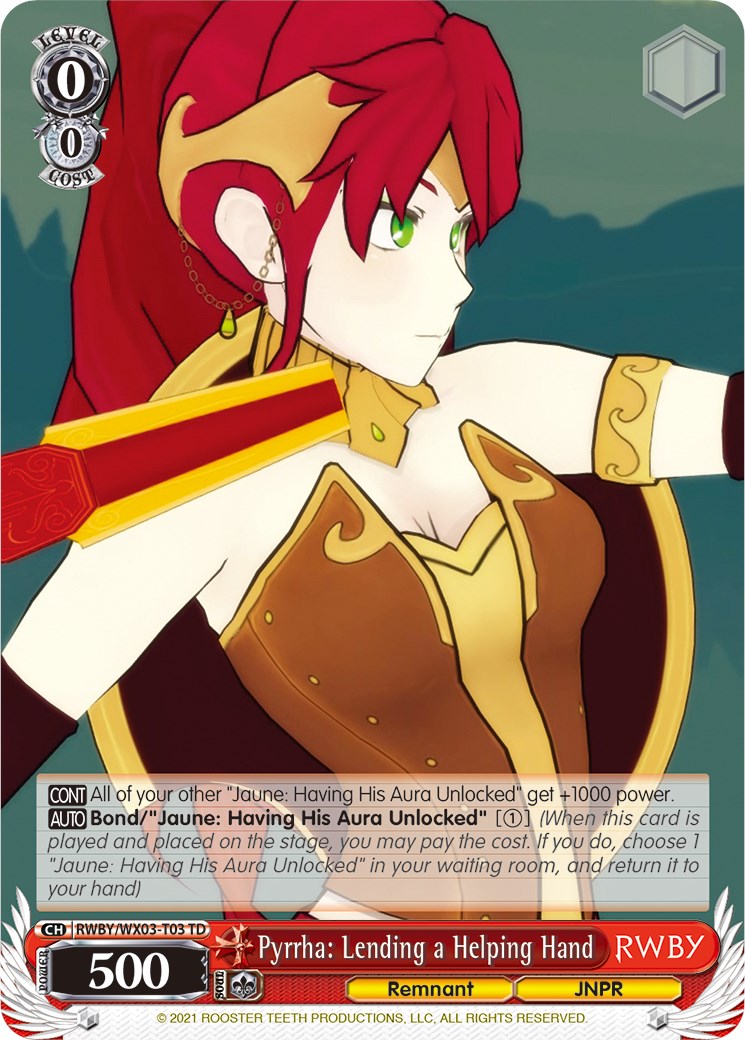 Pyrrha: Lending a Helping Hand (RWBY/WX03-T03 TD) [RWBY] | Cracking-Singles