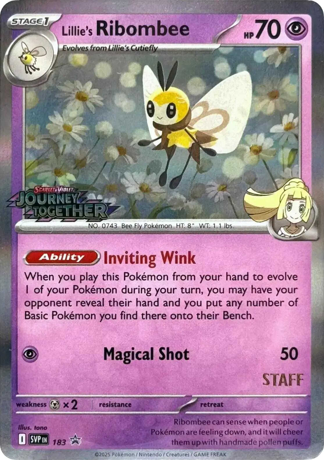 Lillie's Ribombee (183) (Prerelease Staff) [Scarlet & Violet: Black Star Promos] | Cracking-Singles