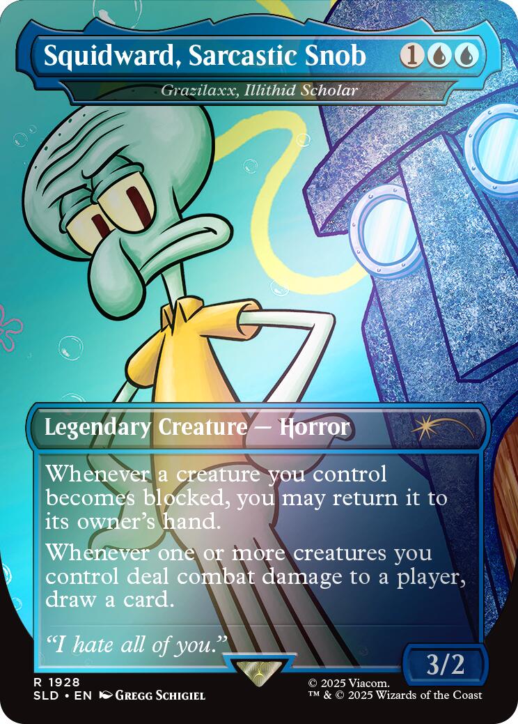 Squidward, Sarcastic Snob - Grazilaxx, Illithid Scholar (Rainbow Foil) [Secret Lair Drop Series] | Cracking-Singles