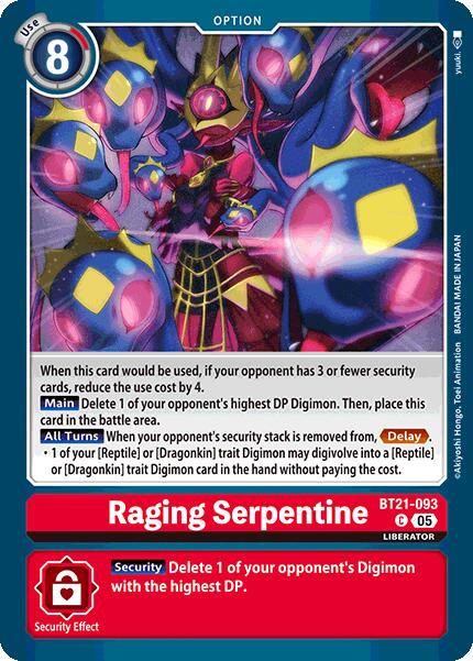 Raging Serpentine [BT21-093] [World Convergence] | Cracking-Singles