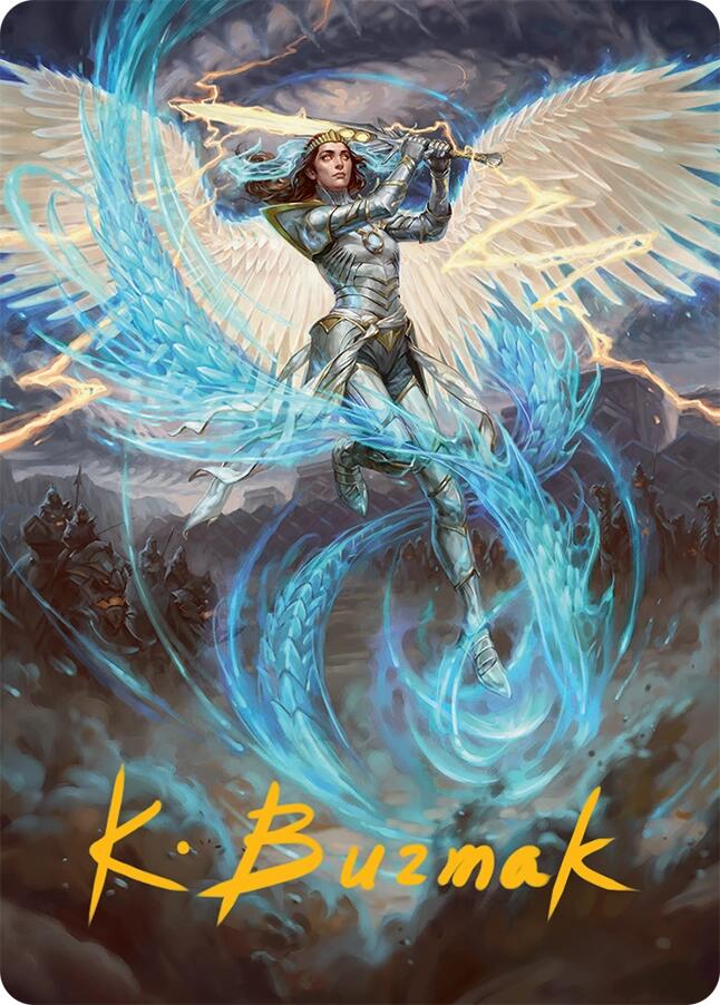 Elspeth, Storm Slayer Art Card (49/54) (Gold-Stamped Signature) [Tarkir: Dragonstorm Art Series] | Cracking-Singles