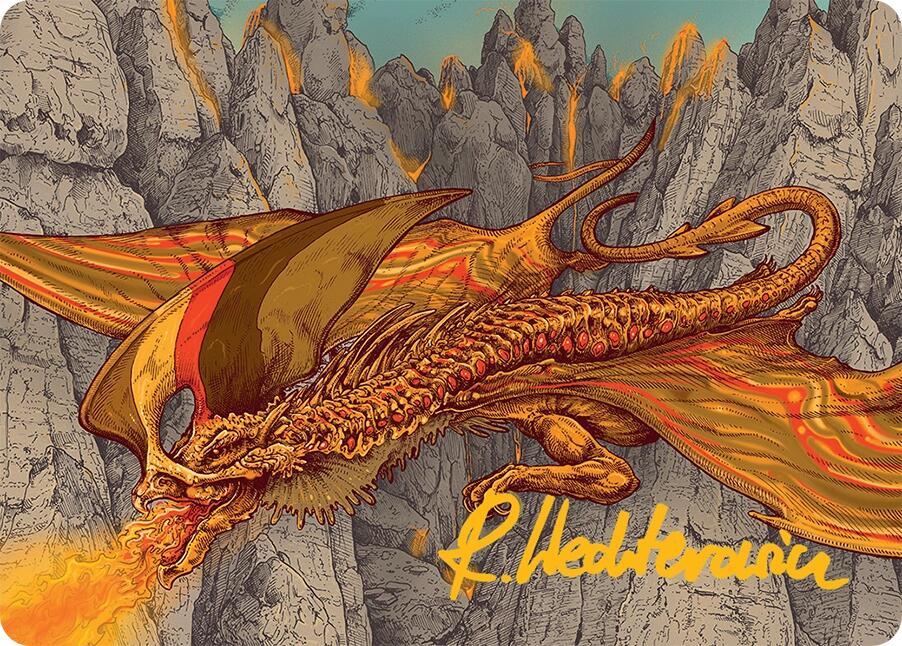 Magmatic Hellkite Art Card (34/54) (Gold-Stamped Signature) [Tarkir: Dragonstorm Art Series] | Cracking-Singles