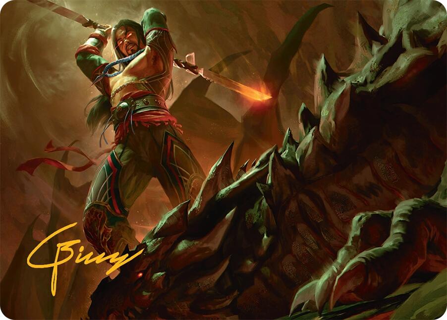 Sarkhan's Resolve Art Card (18/54) (Gold-Stamped Signature) [Tarkir: Dragonstorm Art Series] | Cracking-Singles