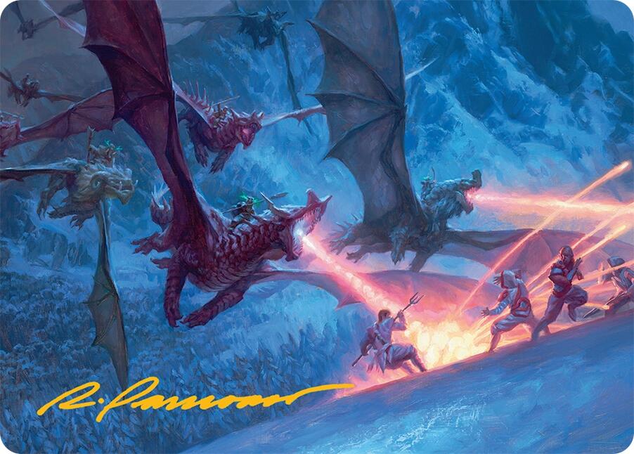 Dragonback Assault Art Card (22/54) (Gold-Stamped Signature) [Tarkir: Dragonstorm Art Series] | Cracking-Singles