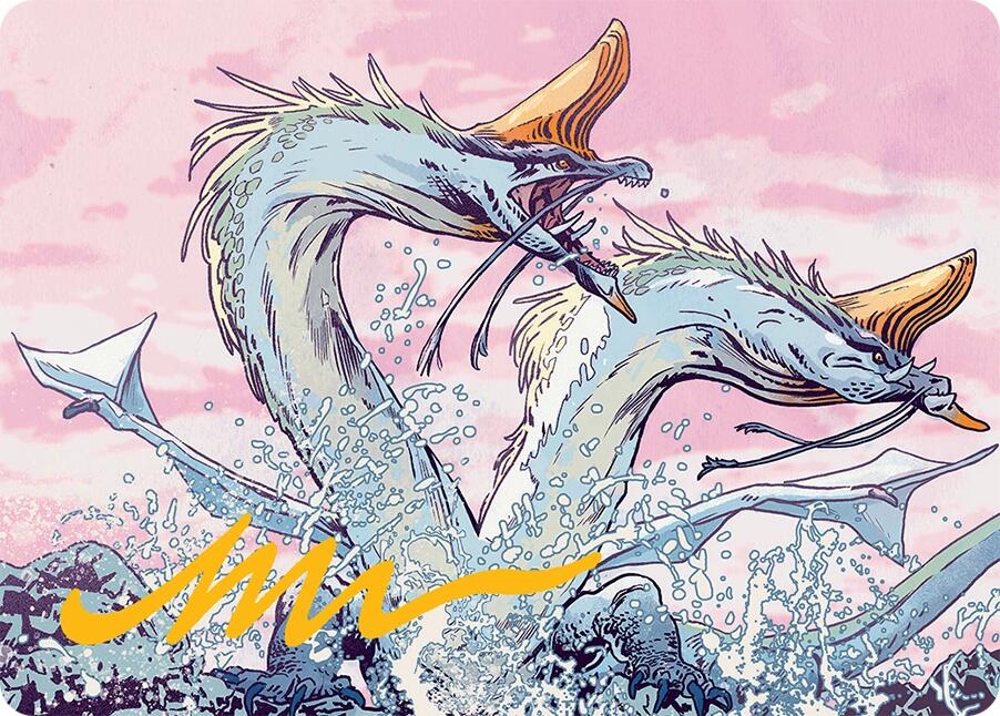 Twinmaw Stormbrood Art Card (39/54) (Gold-Stamped Signature) [Tarkir: Dragonstorm Art Series] | Cracking-Singles