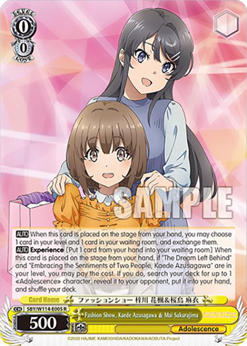 Fashion Show, Kaede Azusagawa & Mai Sakurajima (SBY/W114-E005 R) [Rascal Does Not Dream Series] | Cracking-Singles
