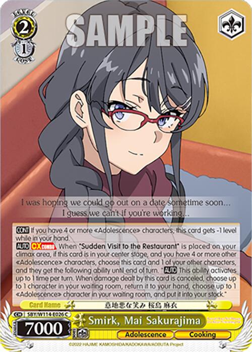 Smirk, Mai Sakurajima (SBY/W114-E026 C) [Rascal Does Not Dream Series] | Cracking-Singles