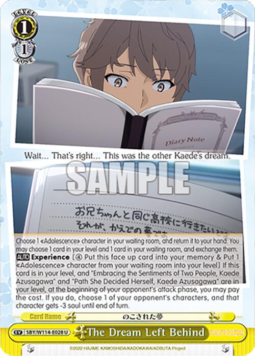 The Dream Left Behind (SBY/W114-E028 U) [Rascal Does Not Dream Series] | Cracking-Singles