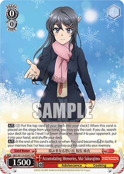 Accumulating Memories, Mai Sakurajima (SBY/W114-E047 RR) [Rascal Does Not Dream Series] | Cracking-Singles