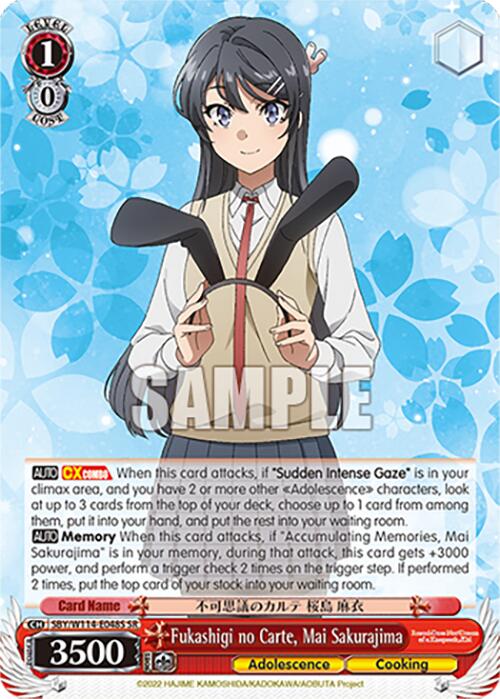 Fukashigi no Carte, Mai Sakurajima (SBY/W114-E048S SR) [Rascal Does Not Dream Series] | Cracking-Singles