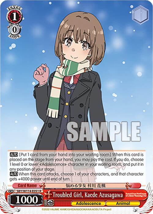 Troubled Girl, Kaede Azusagawa (SBY/W114-E051 R) [Rascal Does Not Dream Series] | Cracking-Singles