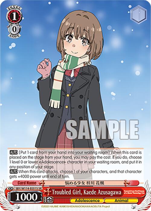 Troubled Girl, Kaede Azusagawa (SBY/W114-E051S SR) [Rascal Does Not Dream Series] | Cracking-Singles