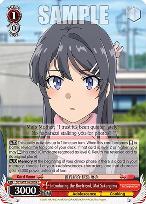Introducing the Boyfriend, Mai Sakurajima (SBY/W114-E069 C) [Rascal Does Not Dream Series] | Cracking-Singles
