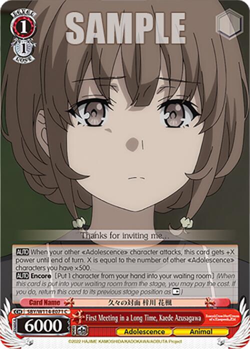 First Meeting in a Long Time, Kaede Azusagawa (SBY/W114-E071 C) [Rascal Does Not Dream Series] | Cracking-Singles