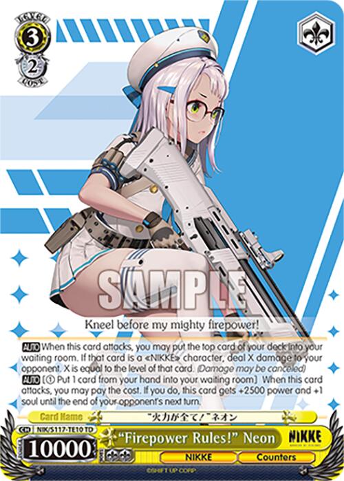 "Firepower Rules!" Neon (NIK/S117-TE10 TD) [GODDESS OF VICTORY: NIKKE] | Cracking-Singles