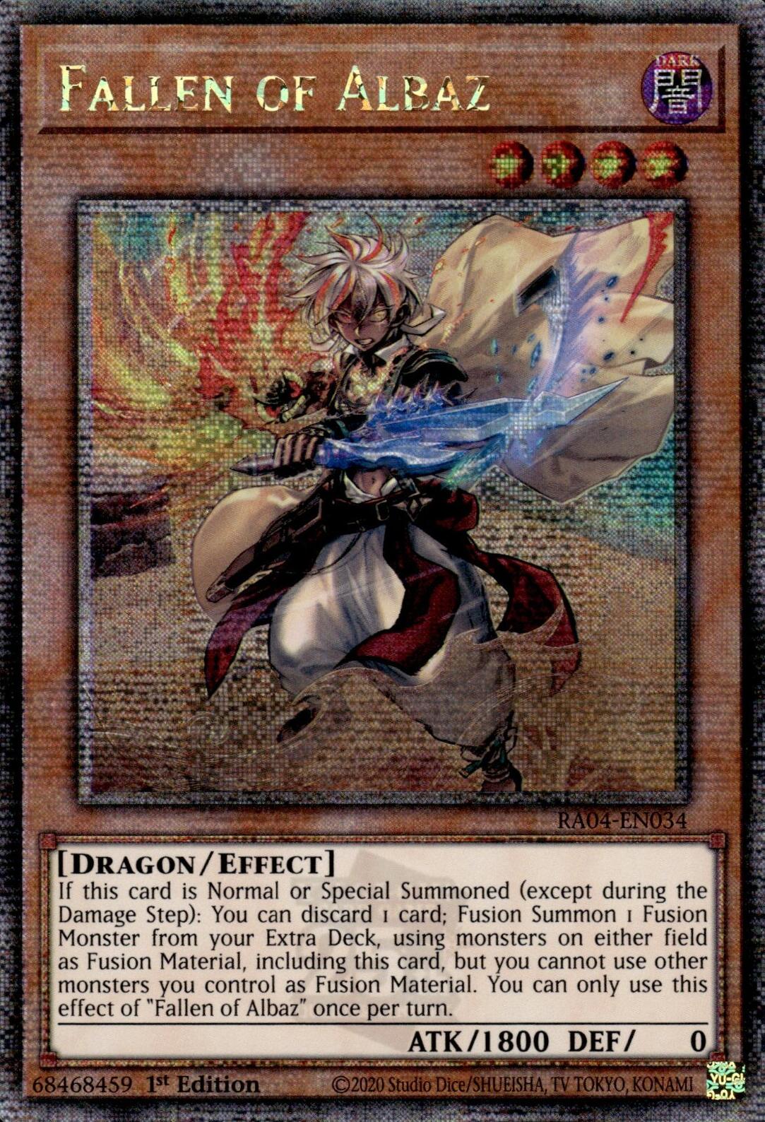 Fallen of Albaz (New Art) [RA04-EN034] Quarter Century Secret Rare | Cracking-Singles