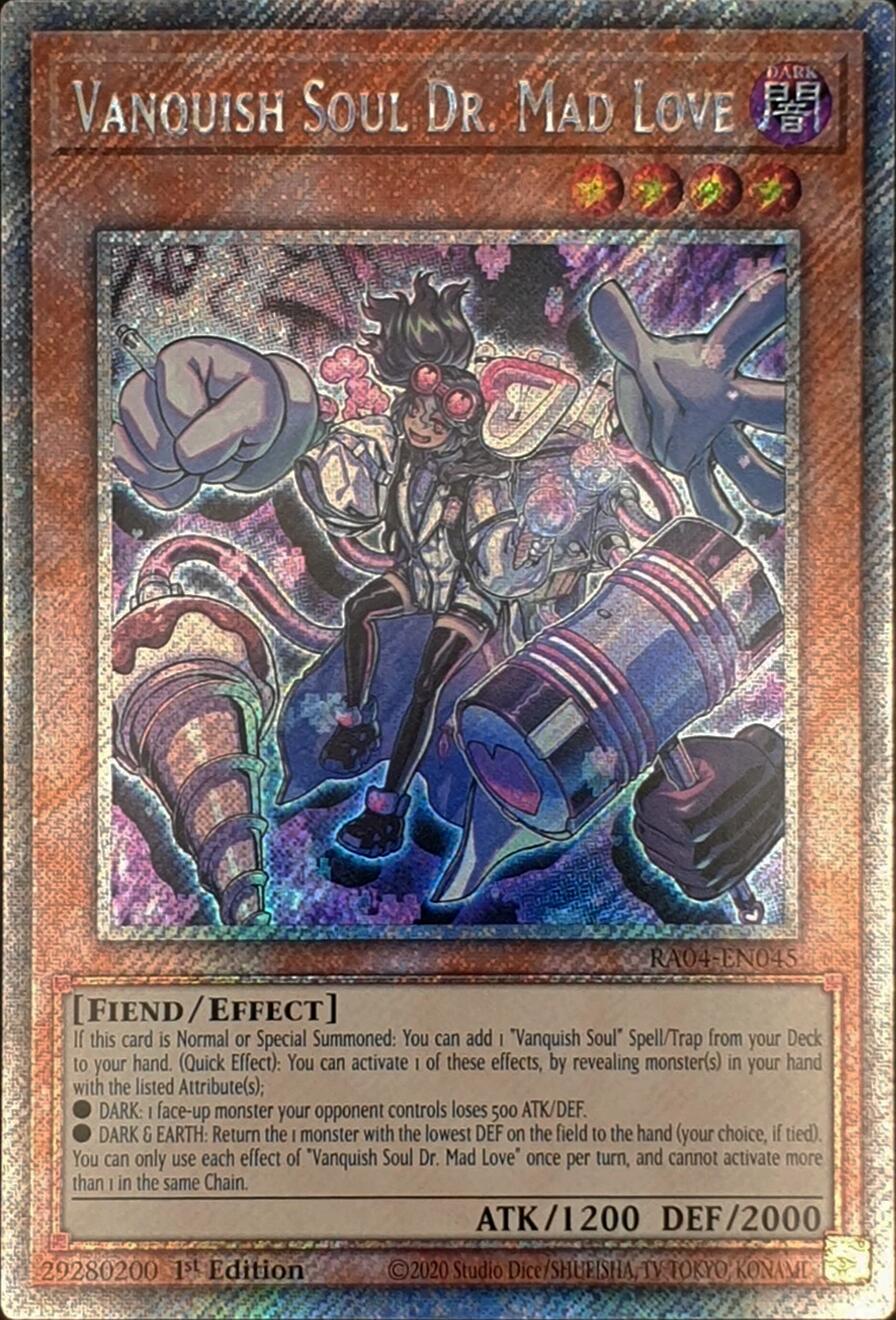 Vanquish Soul Dr. Mad Love [RA04-EN045] Platinum Secret Rare | Cracking-Singles