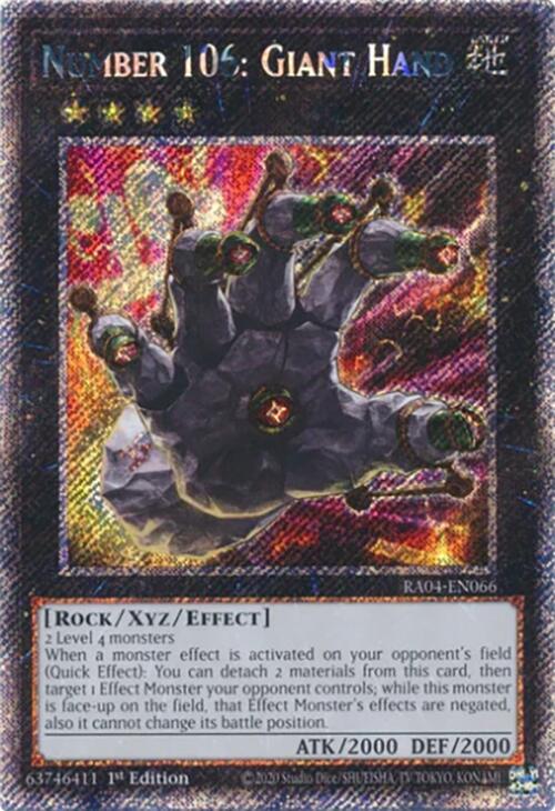 Number 106: Giant Hand [RA04-EN066] Platinum Secret Rare | Cracking-Singles