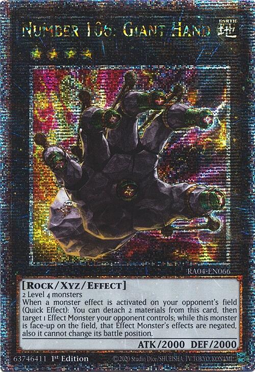 Number 106: Giant Hand [RA04-EN066] Quarter Century Secret Rare | Cracking-Singles