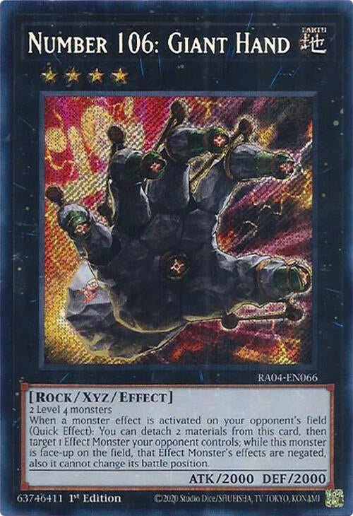 Number 106: Giant Hand [RA04-EN066] Secret Rare | Cracking-Singles