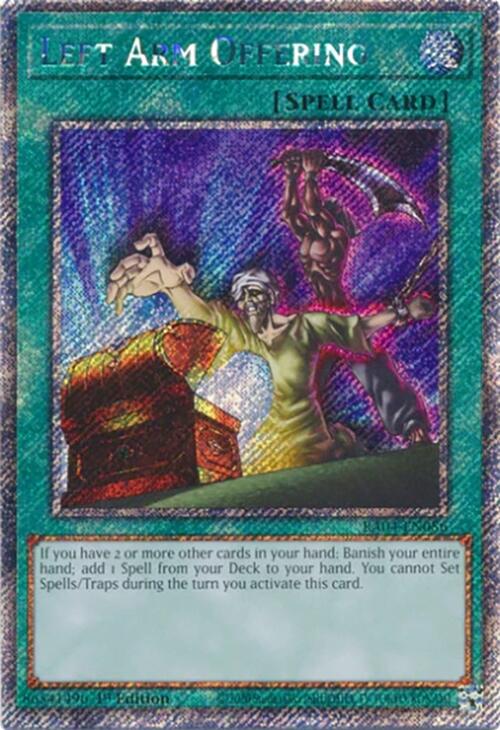 Left Arm Offering [RA04-EN086] Platinum Secret Rare | Cracking-Singles