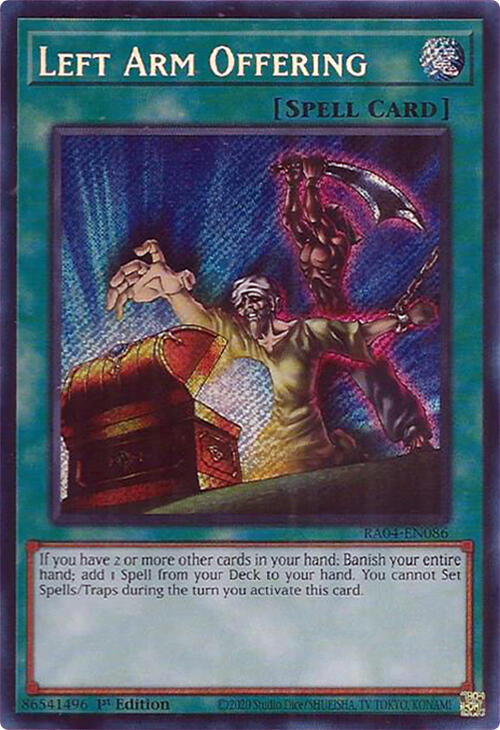 Left Arm Offering [RA04-EN086] Secret Rare | Cracking-Singles