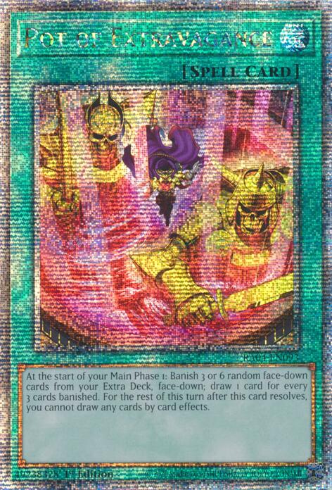 Pot of Extravagance (New Art) [RA04-EN093] Quarter Century Secret Rare | Cracking-Singles