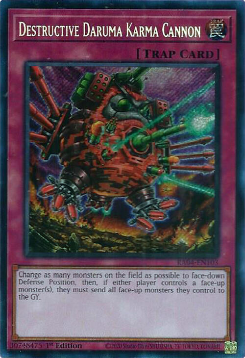 Destructive Daruma Karma Cannon [RA04-EN103] Secret Rare | Cracking-Singles