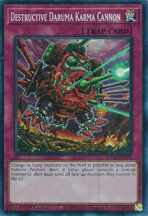 Destructive Daruma Karma Cannon [RA04-EN103] Super Rare | Cracking-Singles