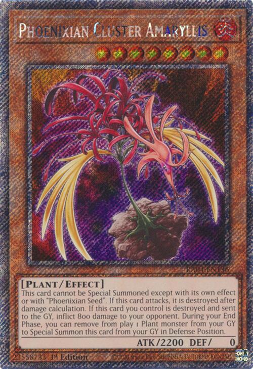 Phoenixian Cluster Amaryllis [RA04-EN136] Platinum Secret Rare | Cracking-Singles